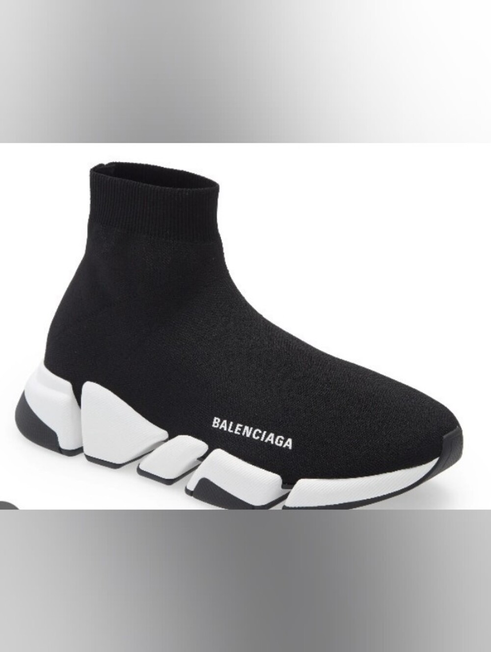 Balenciaga Black Knit Sock Speed Trainer with White Sole
